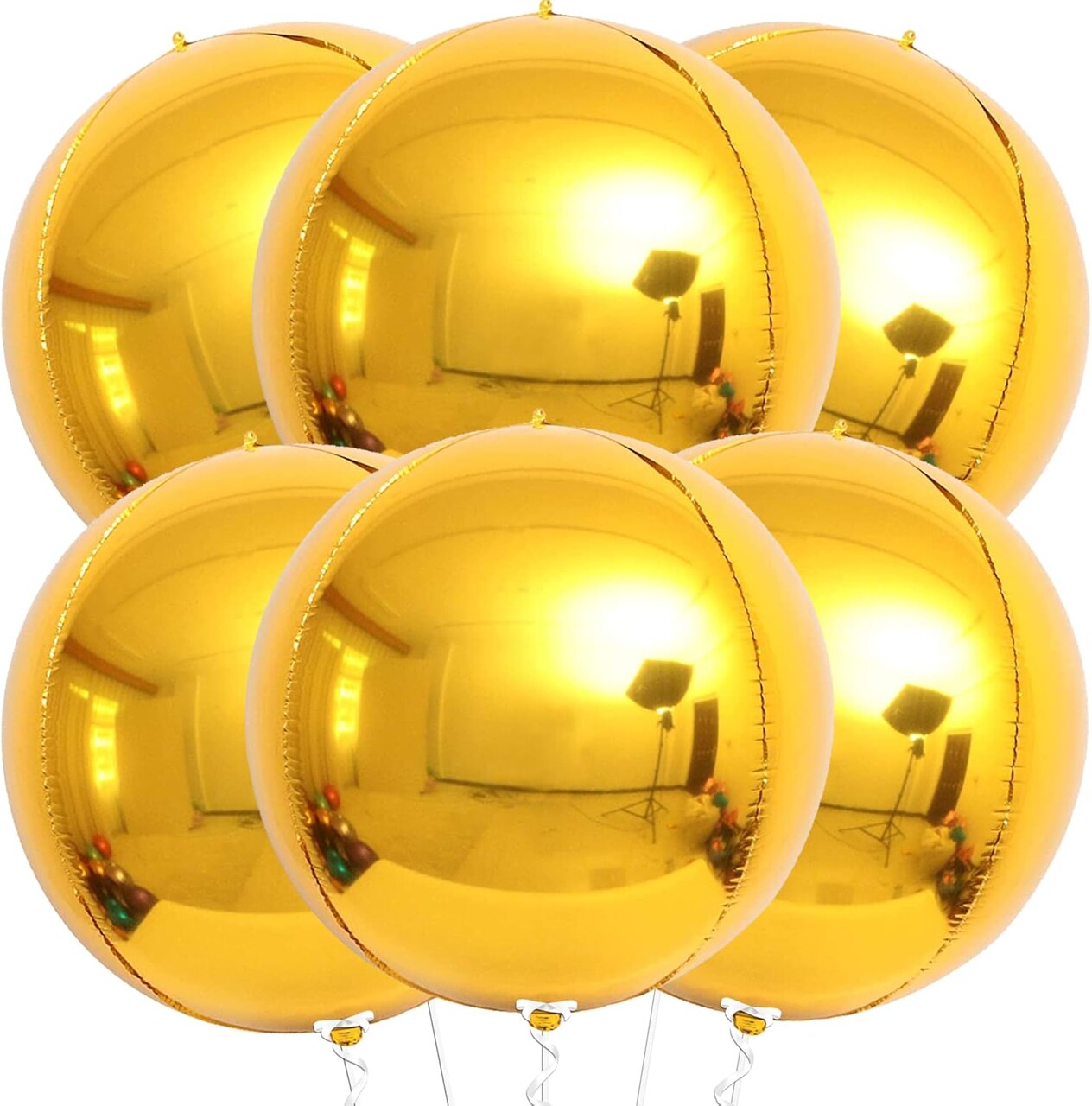 Large Gold Foil Balloons - 22 Inch, Pack of 6 | Gold Mylar Balloons for Golden Party Decorations